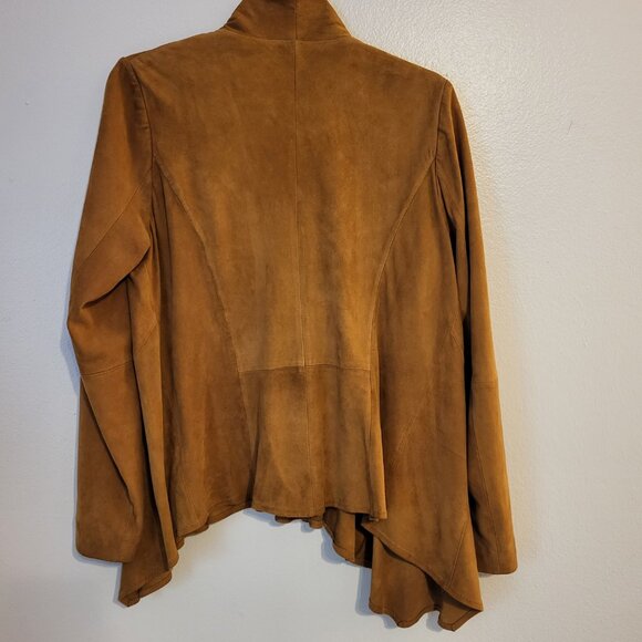 Coldwater Creek Women’s Soft Caramel Brown Suede Waterfall Jacket Cardigan Small - Picture 13 of 13